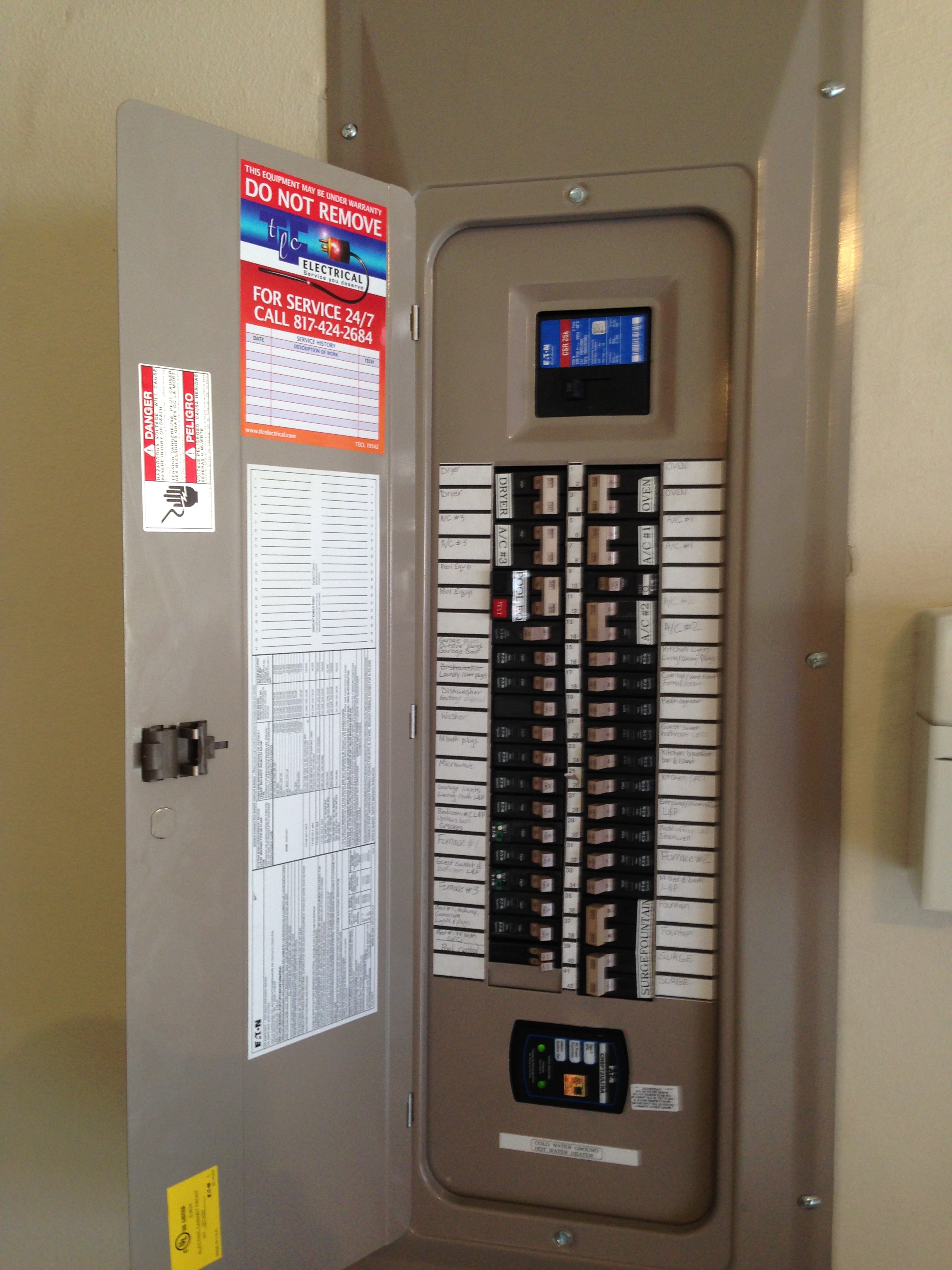 New Electrical Panel Installed With Whole-House Surge Protection