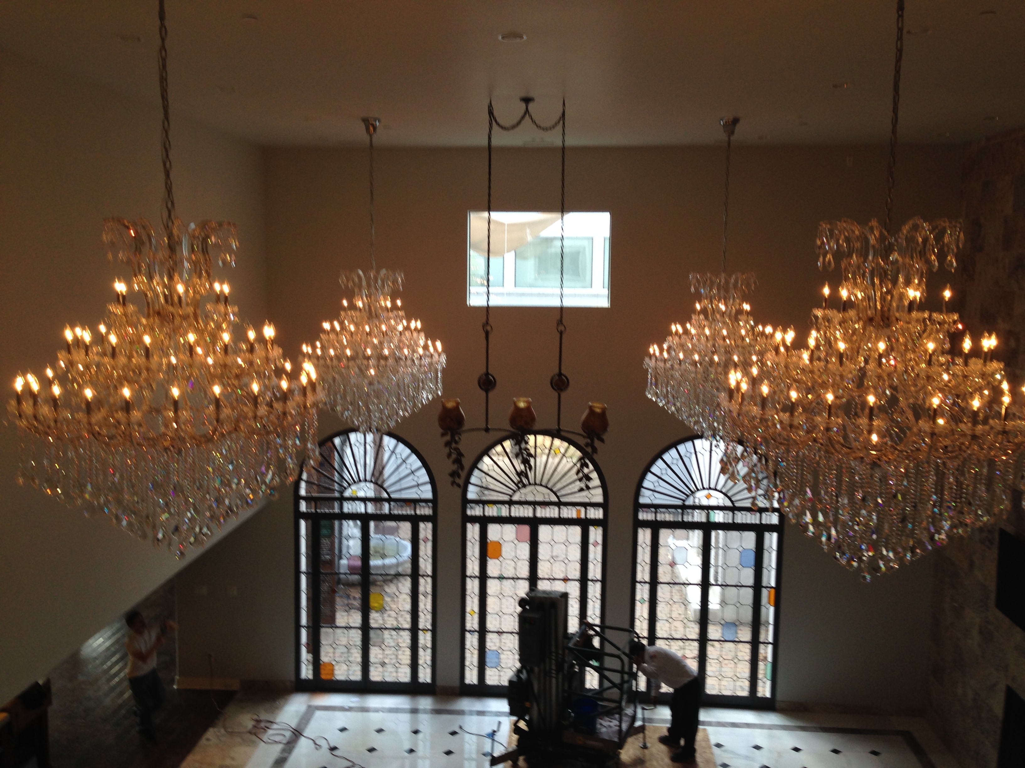 Multiple Chandelier Installations performed by TLC ELectrical