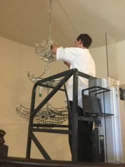 Chandelier Installation, TLC Electrician installs chandelier, Southlake TX Electrician