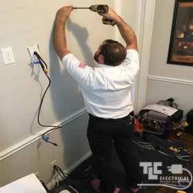 Flat Screen Move Electrical Outlets Power Installation