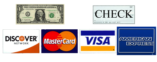 TLC Electrical Payment Options - Cash, Check, Visa, Mastercard, Discover and American Express